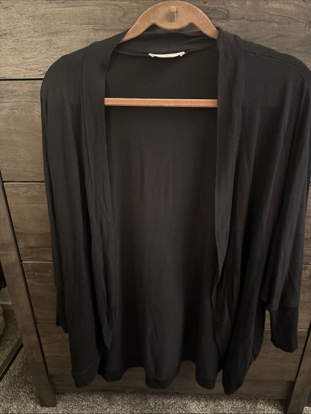 Zenana Outfitters Black Open-Front Draped Cardigan